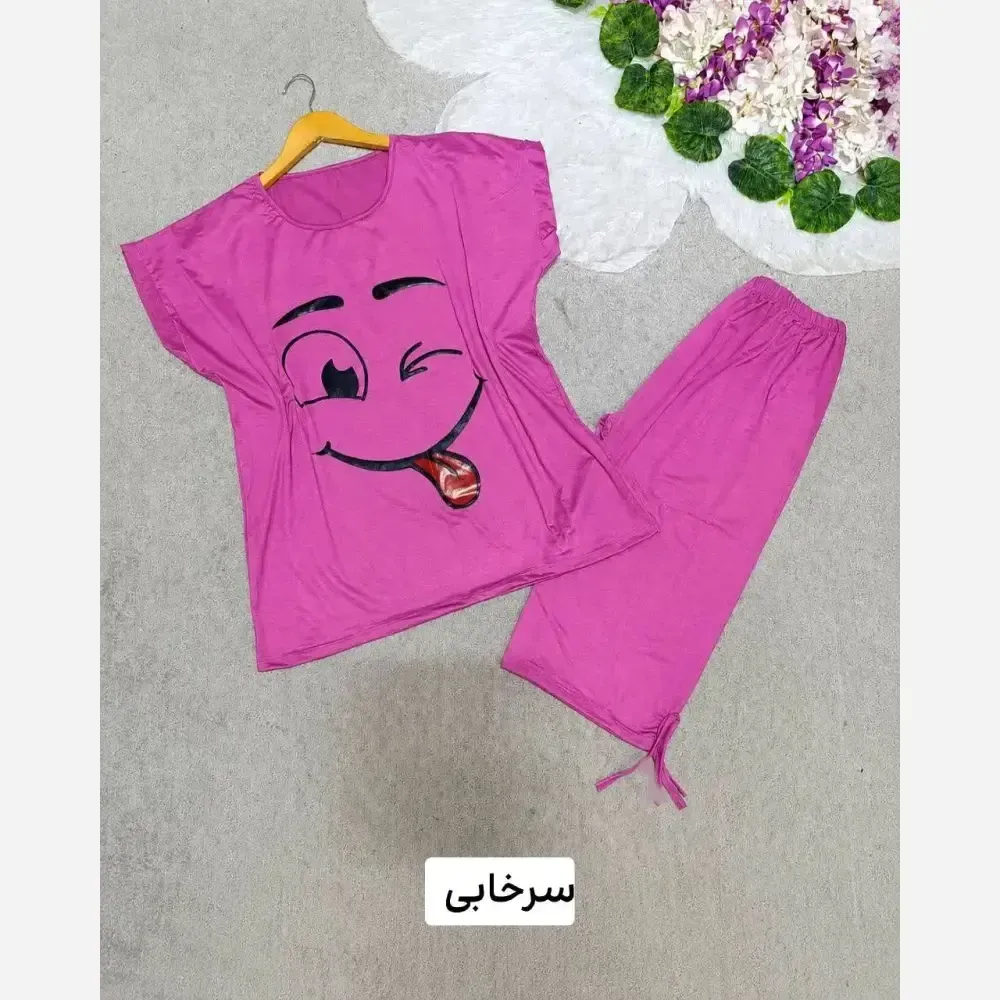 ست لباس راحتی زنانه ویسکوز پنبه مدل بامزه فری سایز