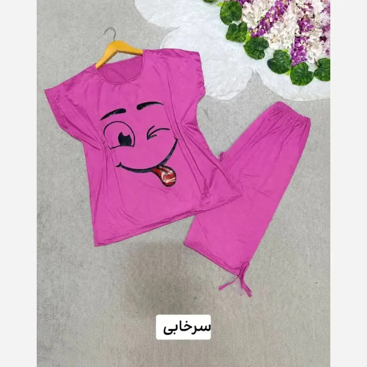 ست لباس راحتی زنانه ویسکوز پنبه مدل بامزه فری سایز
