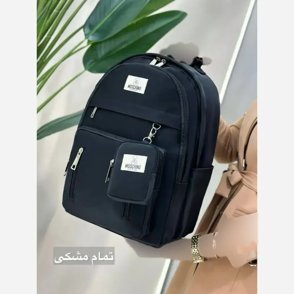 کوله پشتی اسپرت همتا جنس دیبا ضد آب سایز آزاد مشکی کرم و تمام مشکی