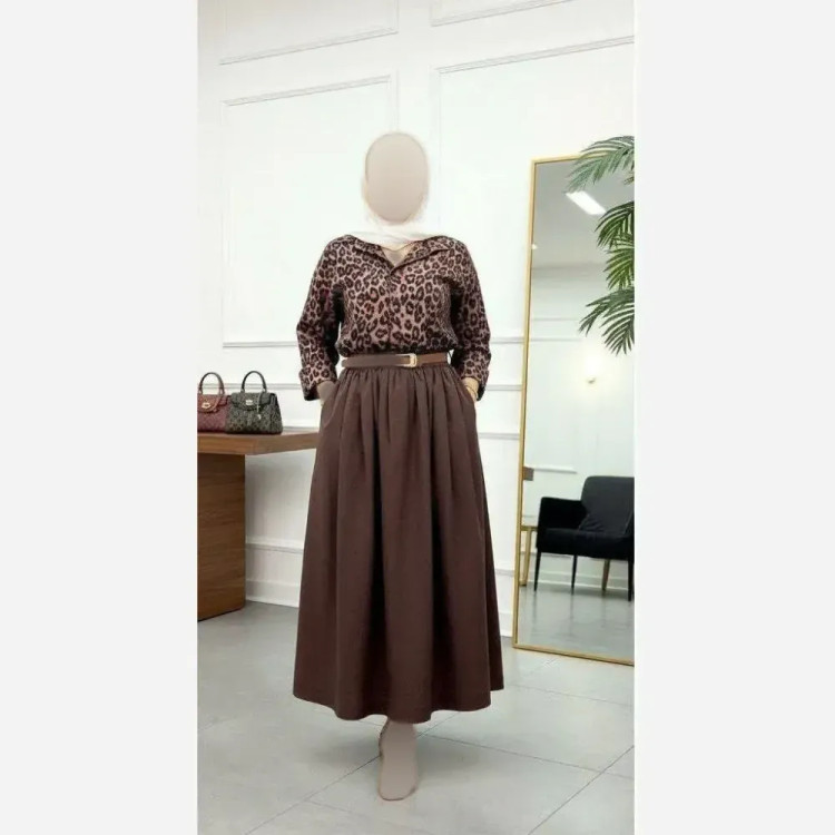 ست شومیز و دامن زنانه جنس بوگاتی و لینن سایز فری 38 تا 46