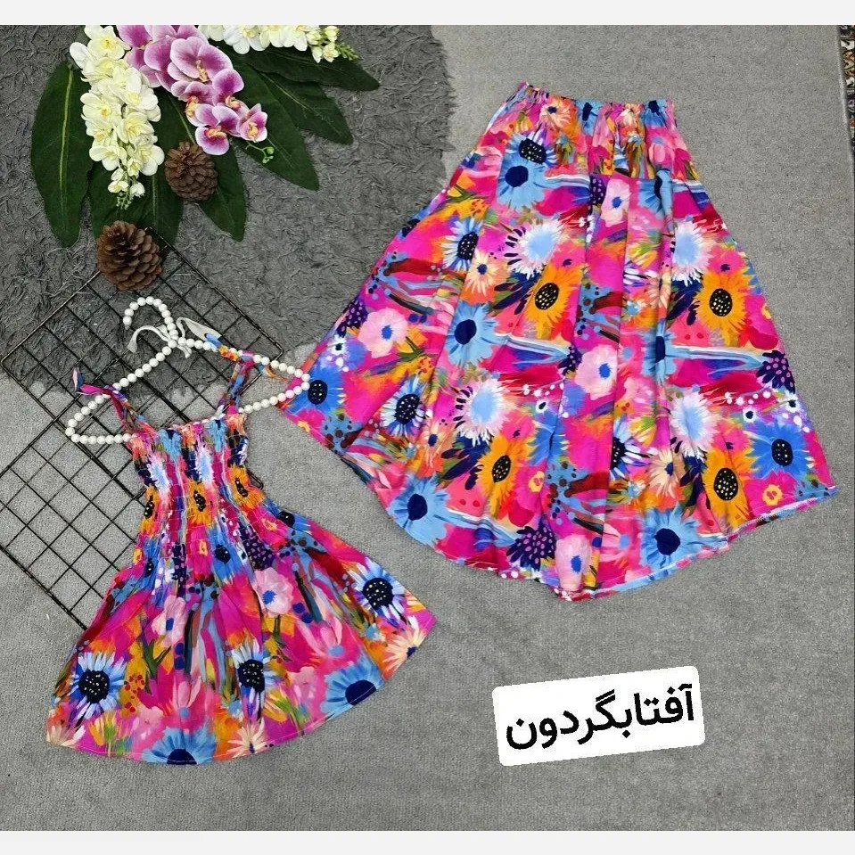 ست تاپ و دامن نخی زنانه فری سایز ضد حساسیت
