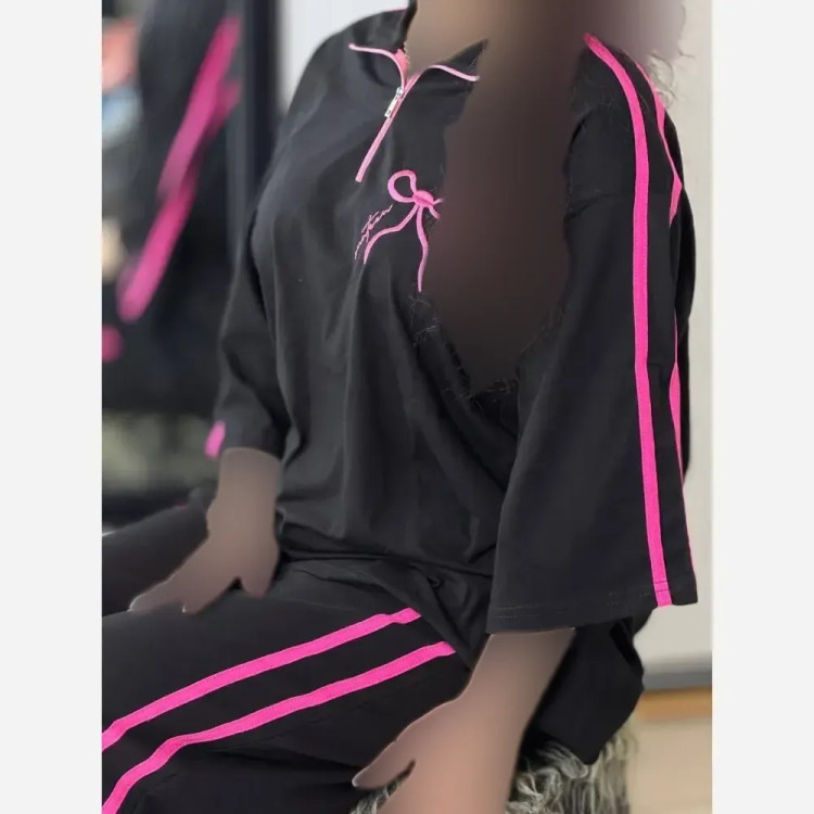 ست تیشرت و شلوار زنانه ژاله جنس پنبه گلکسی فری سایز 38 تا 46