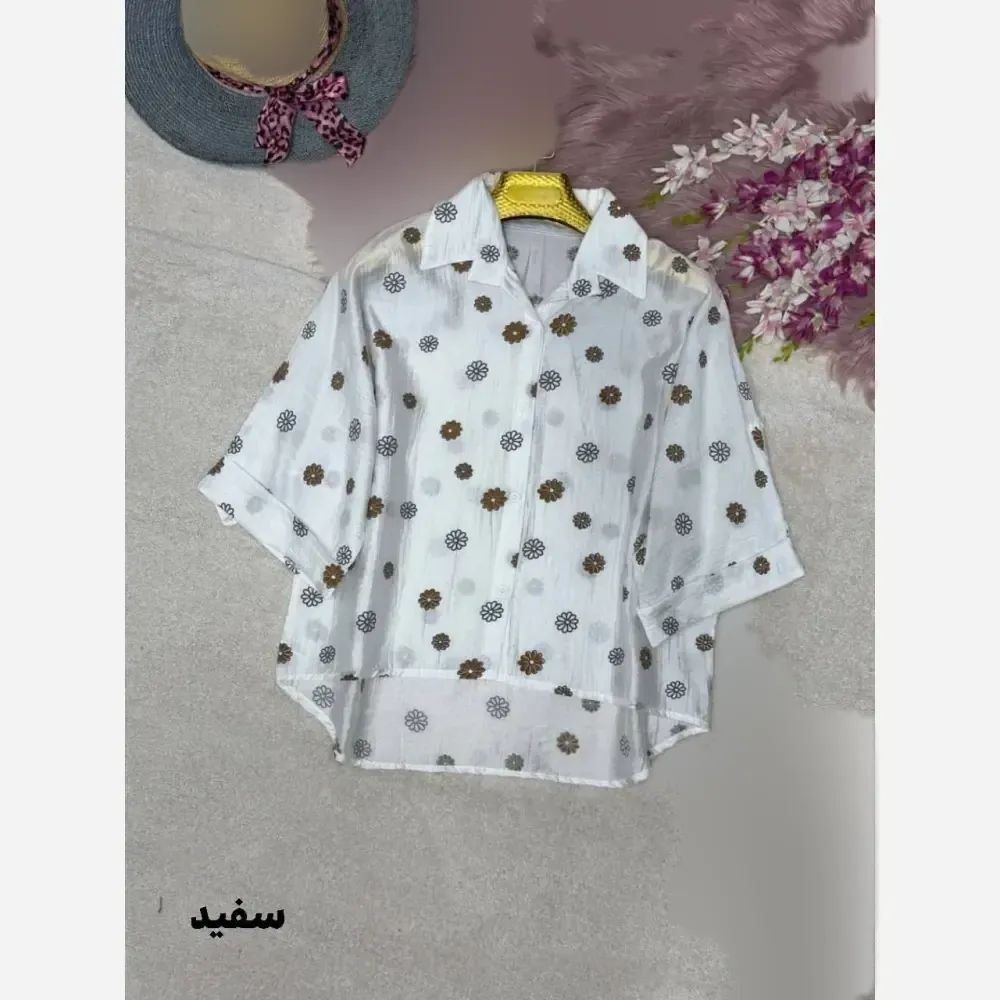 شومیز عروسکی بابونه جنس پری شیشهای درجه یک سایز فری 38 تا 46