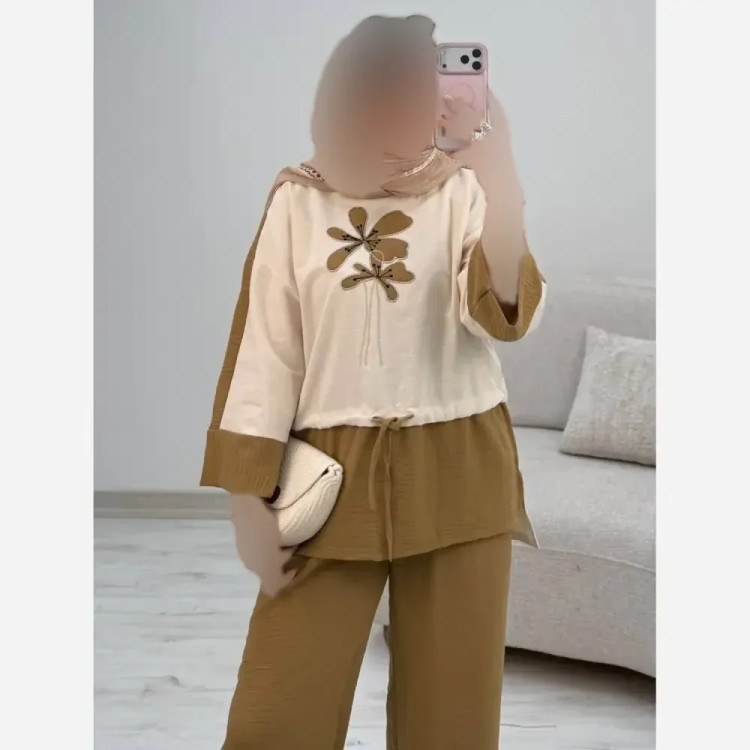ست شومیز و شلوار لنین و شانتون هایدی فری سایز 38 تا 46