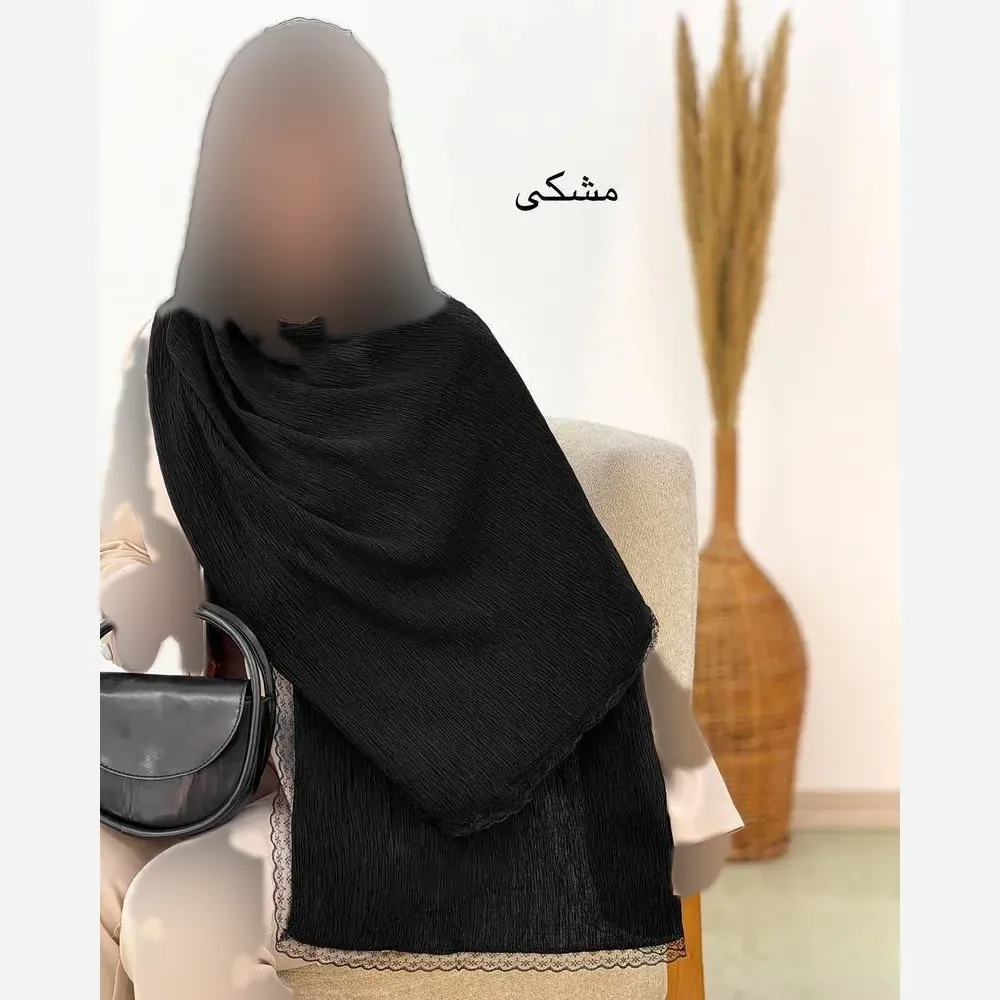 شال پلیسه لبه توری مجلسی زنانه