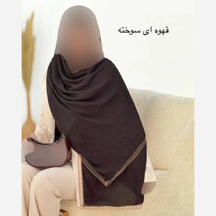 شال پلیسه لبه توری مجلسی زنانه