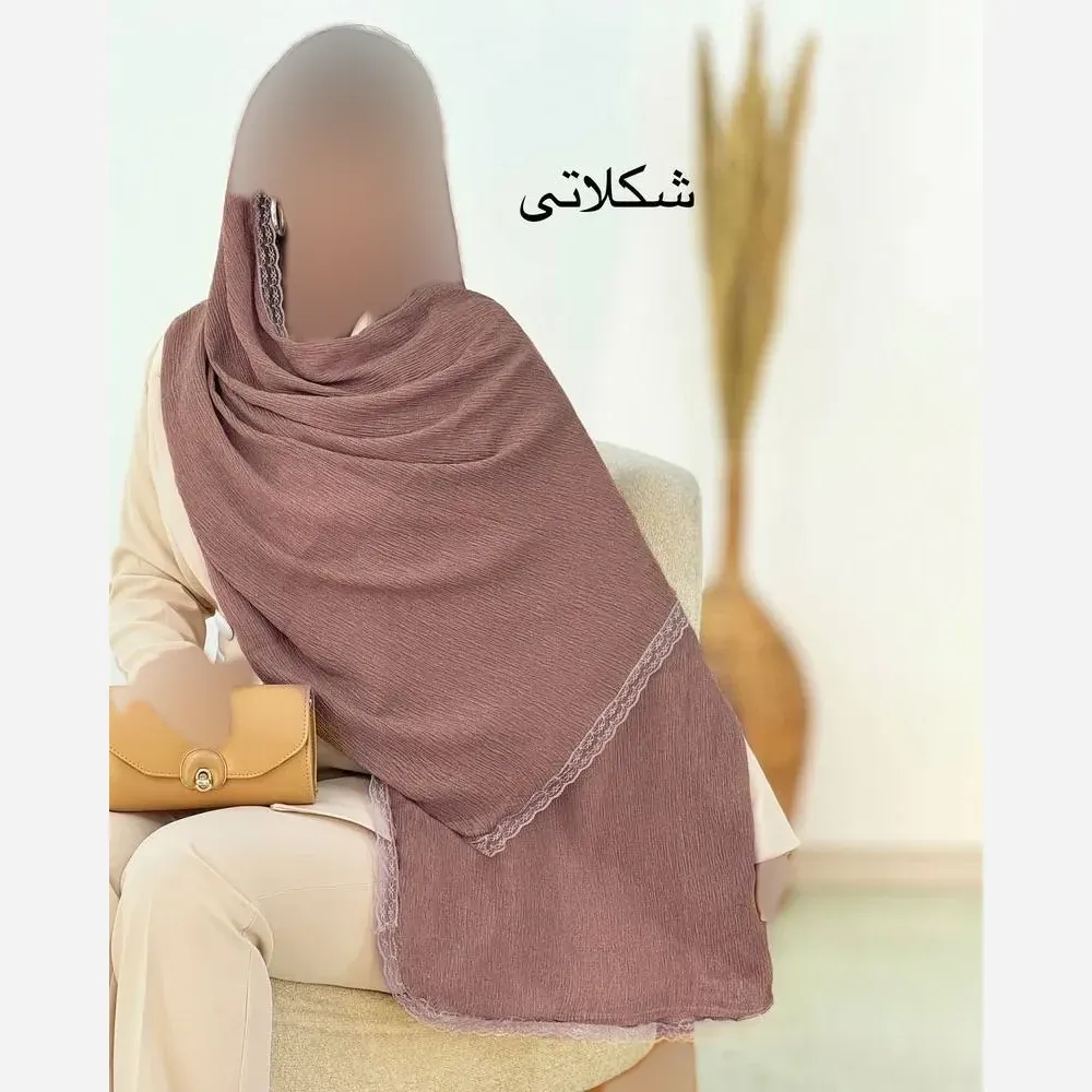 شال پلیسه لبه توری مجلسی زنانه