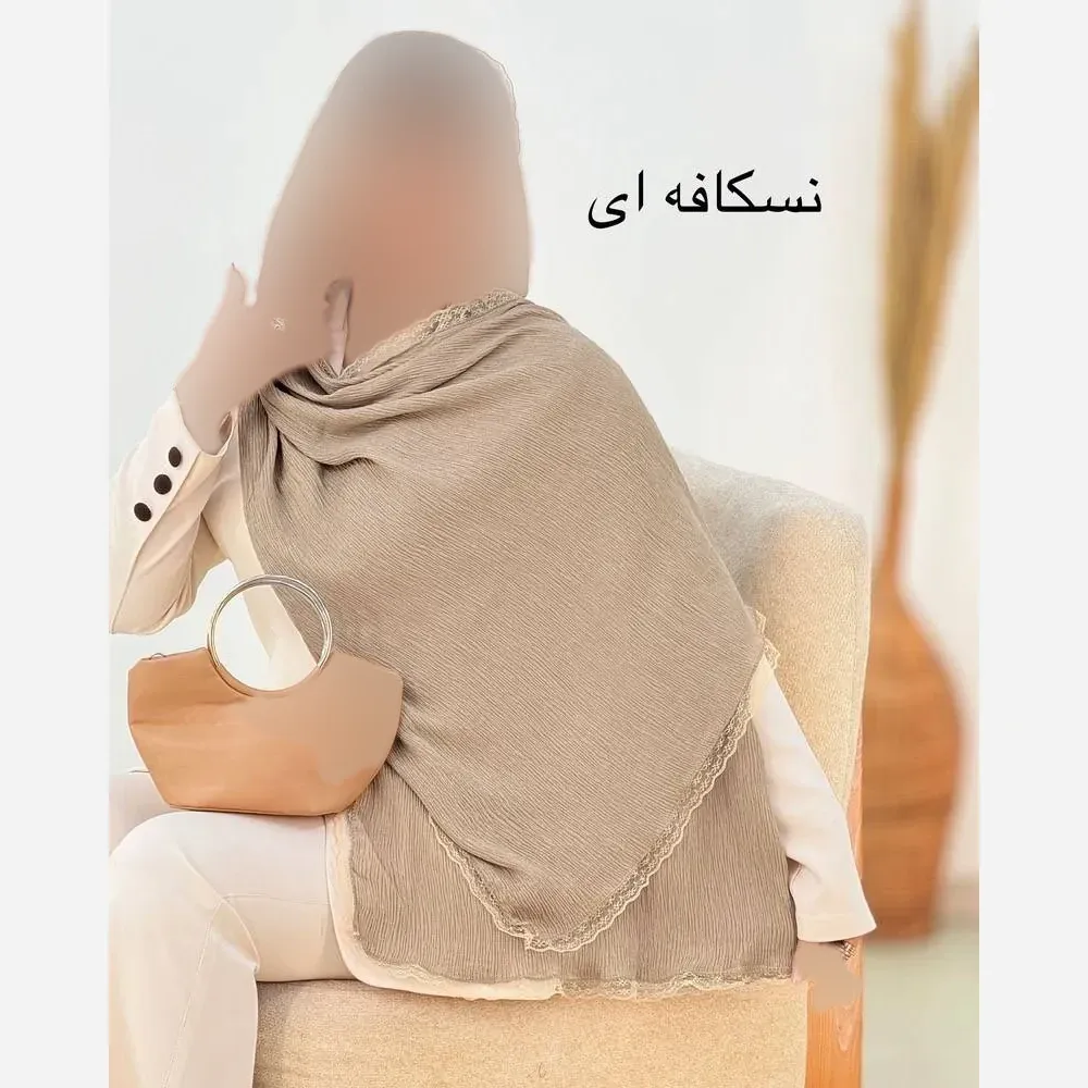 شال پلیسه لبه توری مجلسی زنانه