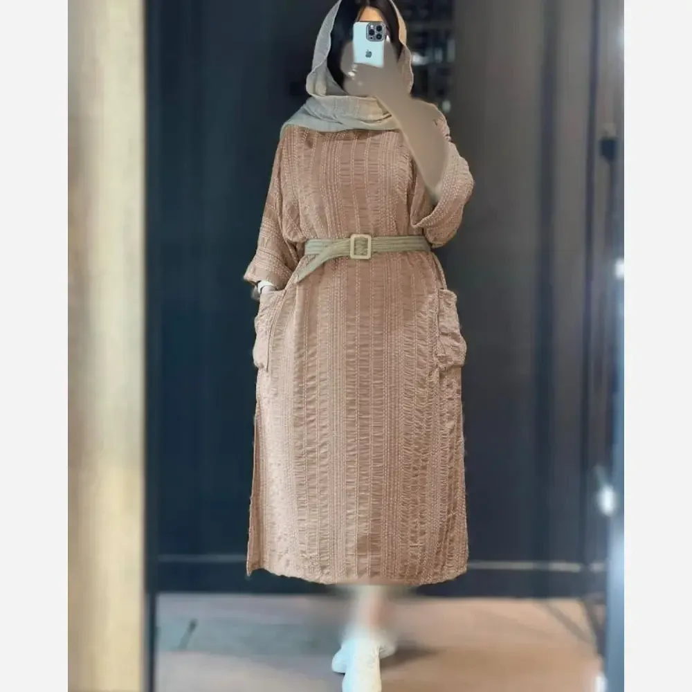 کفتان زنانه ساناز کوک دوزی اعلا فری سایز با کمربند