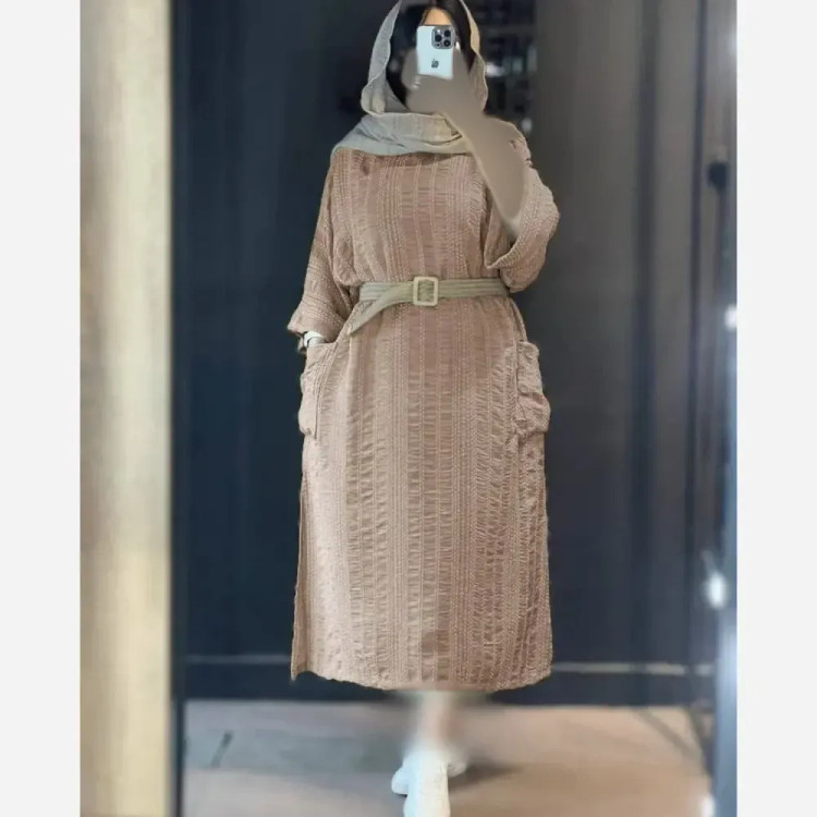 کفتان زنانه ساناز کوک دوزی اعلا فری سایز با کمربند