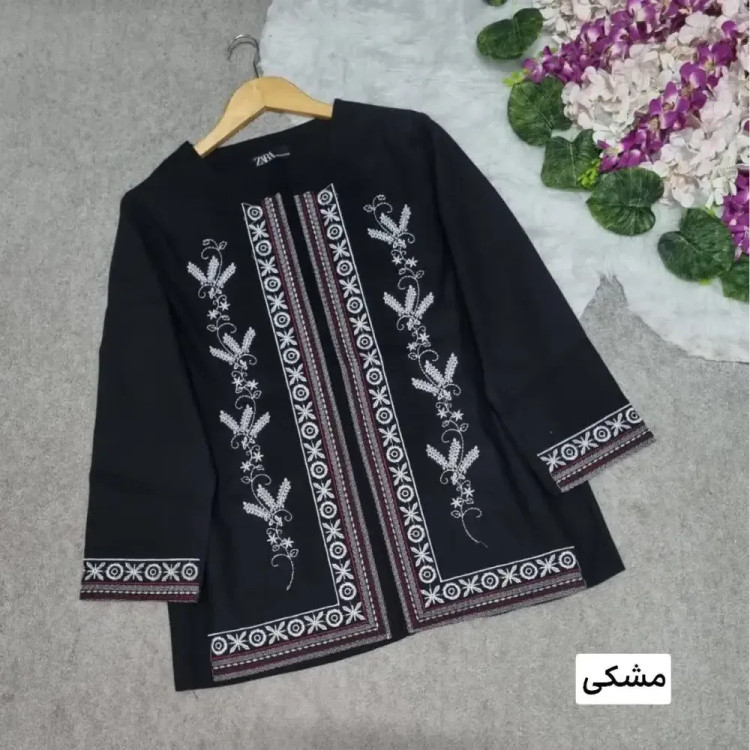 کت مانتویی لنین گلدوزی شده نازنین فری سایز