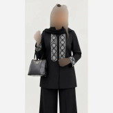 ست کت شلوار زنانه پرشین مکانیک فری سایز رنگ طلایی و نقره ای