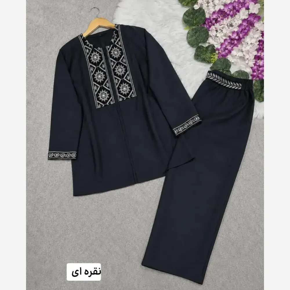 ست کت شلوار زنانه پرشین مکانیک فری سایز رنگ طلایی و نقره ای