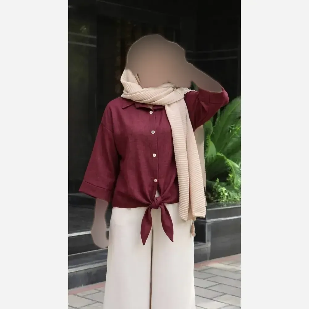 شومیز گره ای سوپر شانتون درجه یک فری سایز
