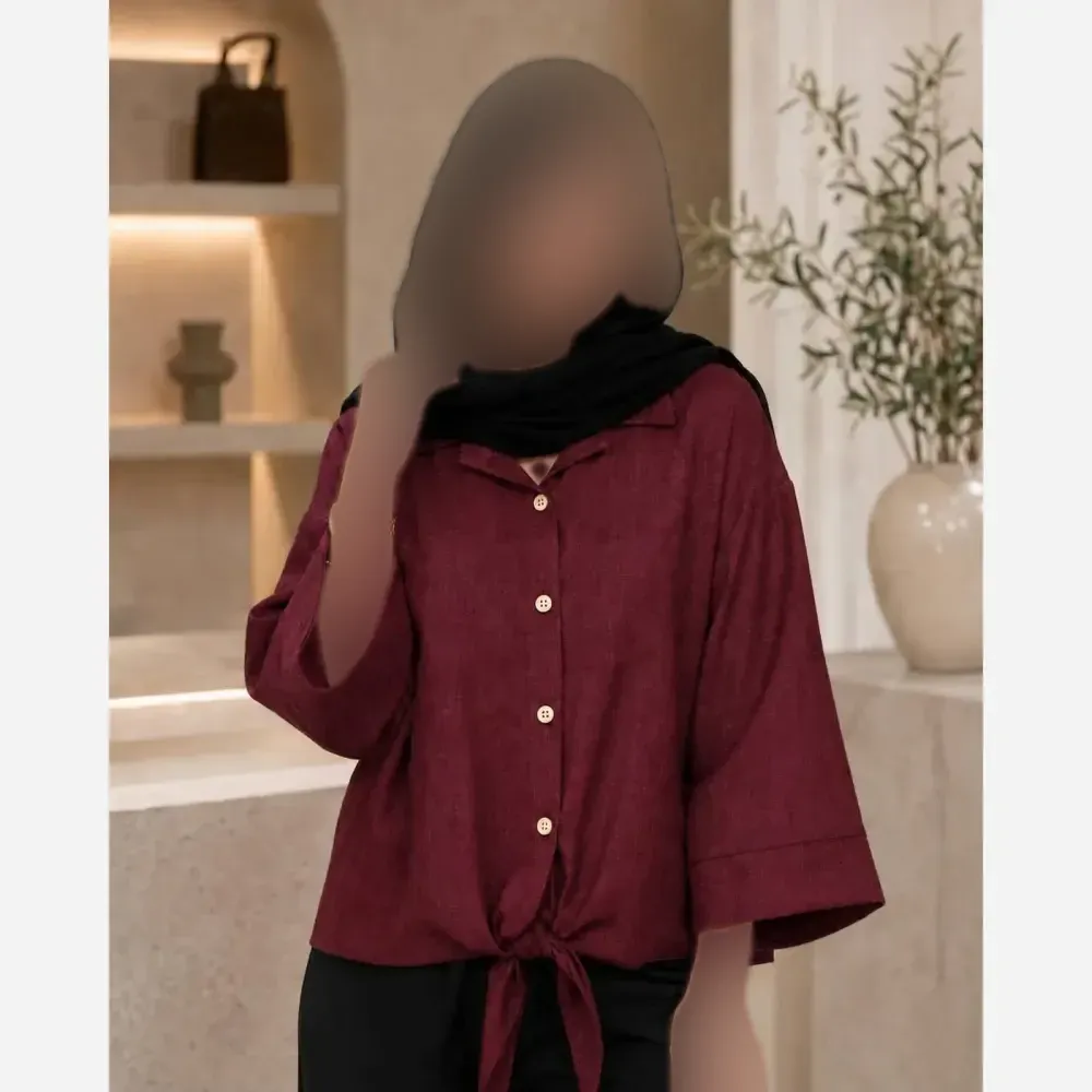 شومیز گره ای سوپر شانتون درجه یک فری سایز