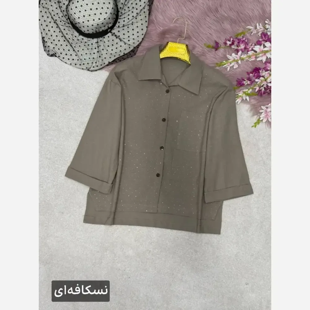 شومیز لنین آیسل نگین کوبی شده فری سایز