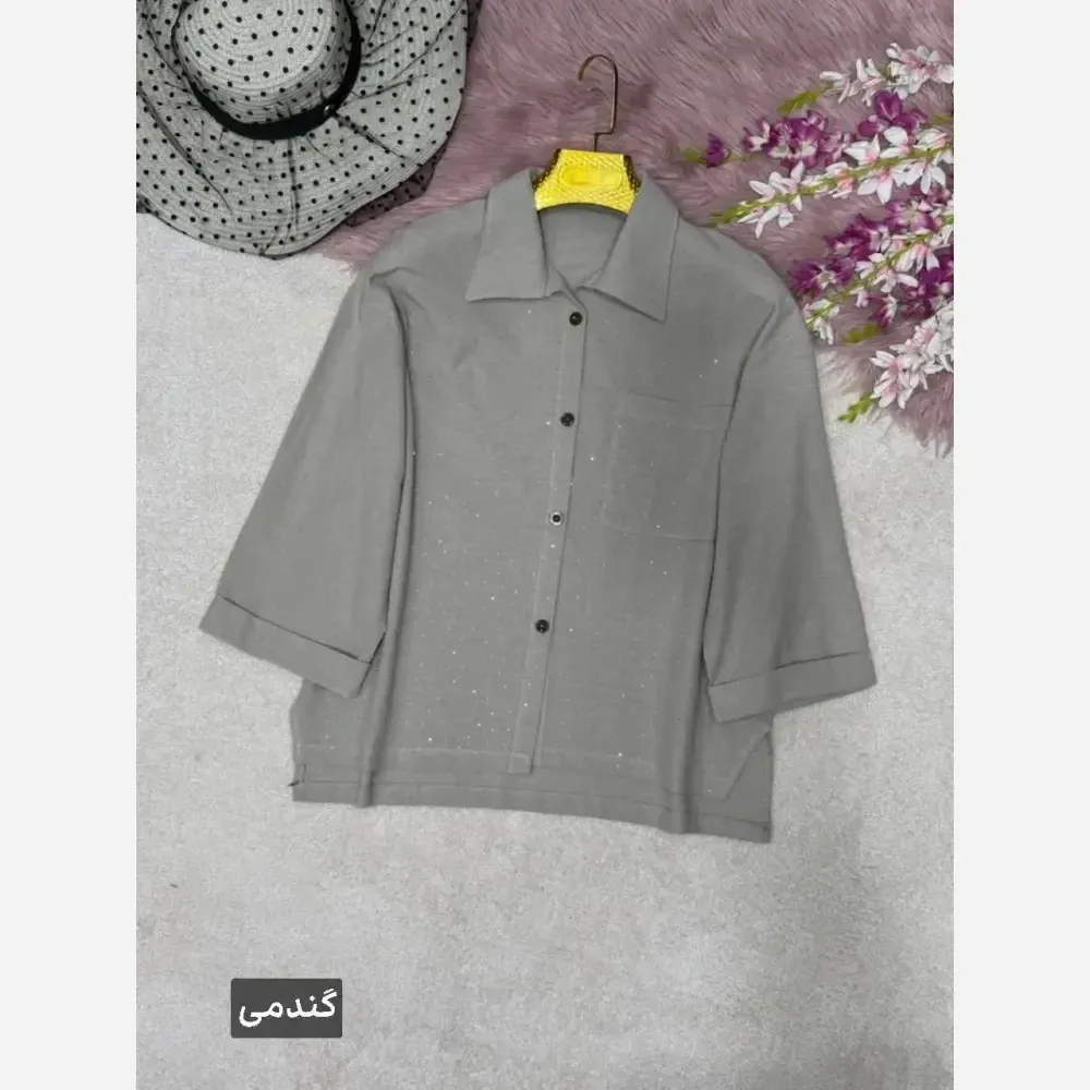 شومیز لنین آیسل نگین کوبی شده فری سایز