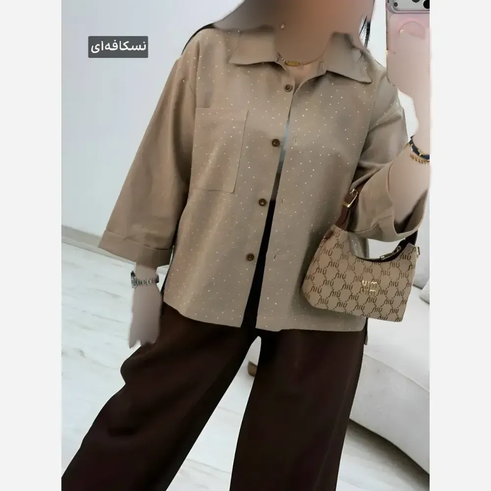شومیز لنین آیسل نگین کوبی شده فری سایز