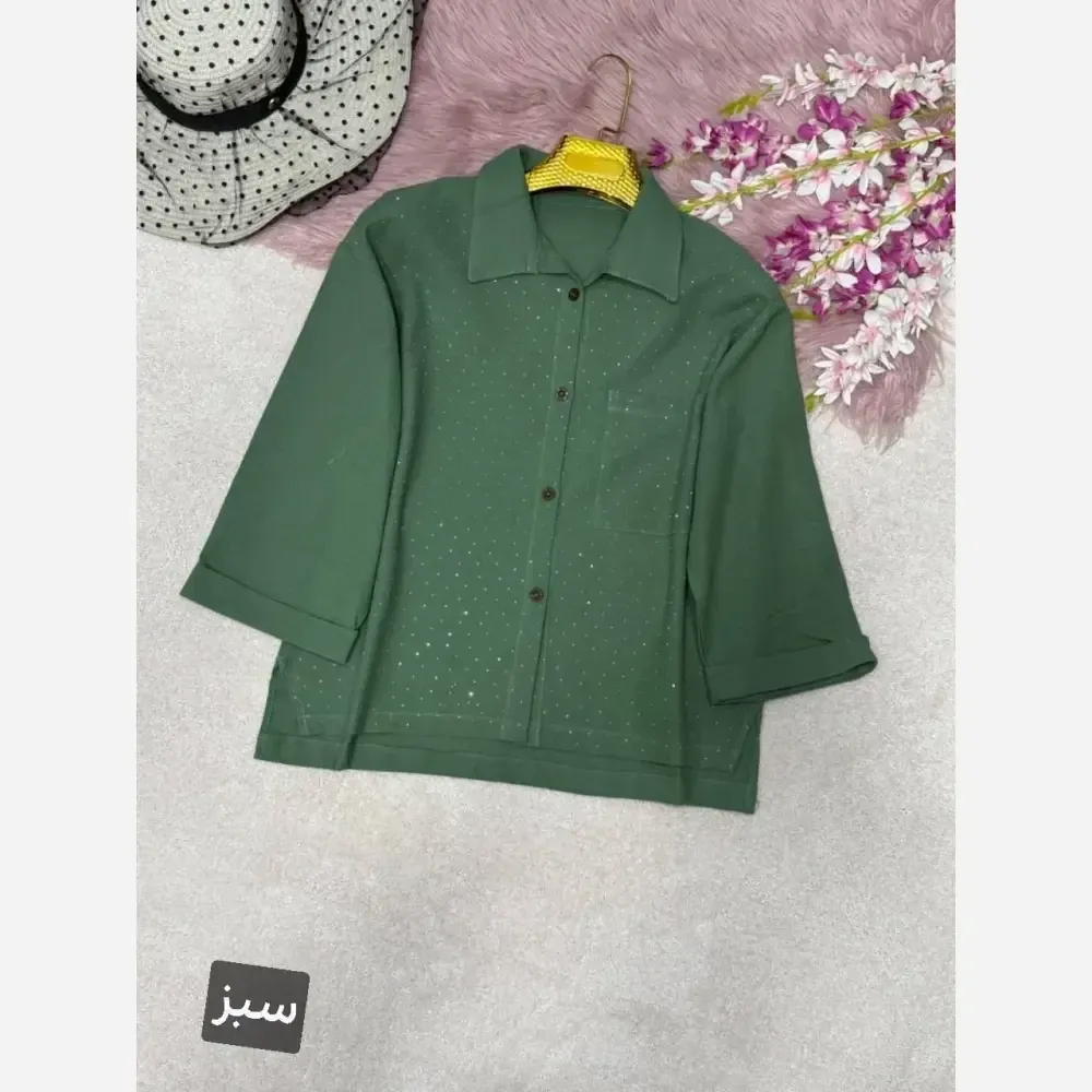 شومیز لنین آیسل نگین کوبی شده فری سایز