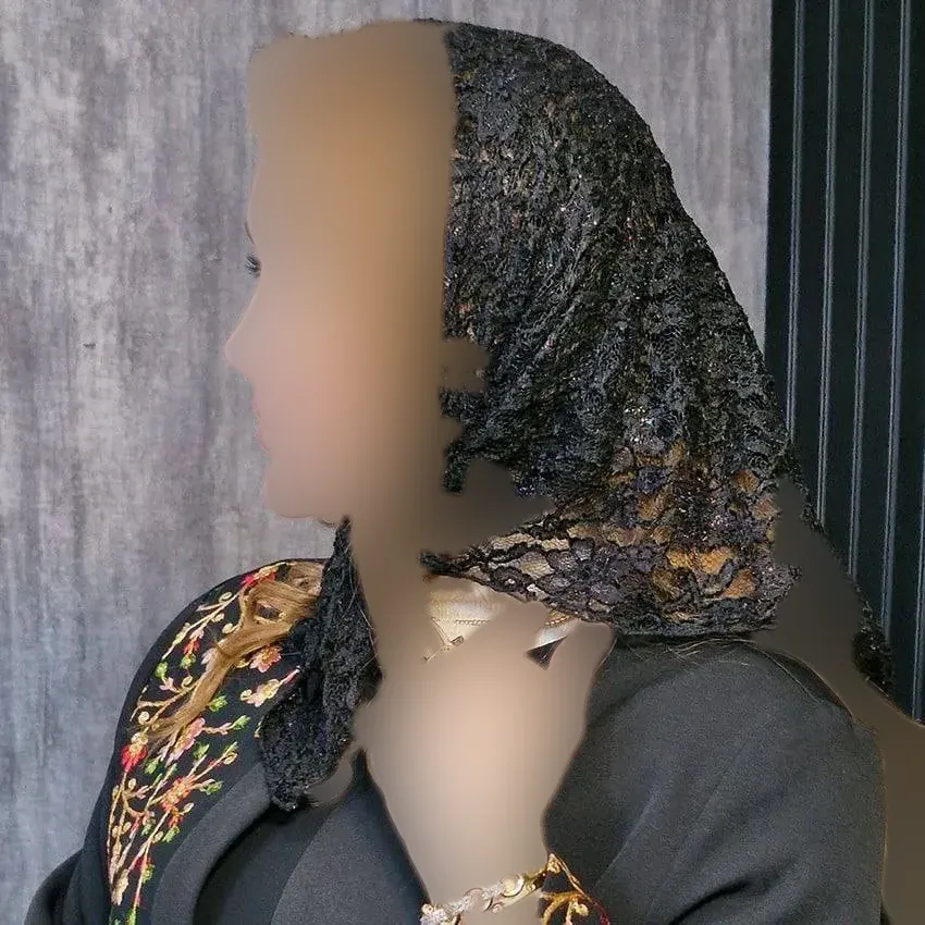 مینی اسکارف توری مشکی فری سایز