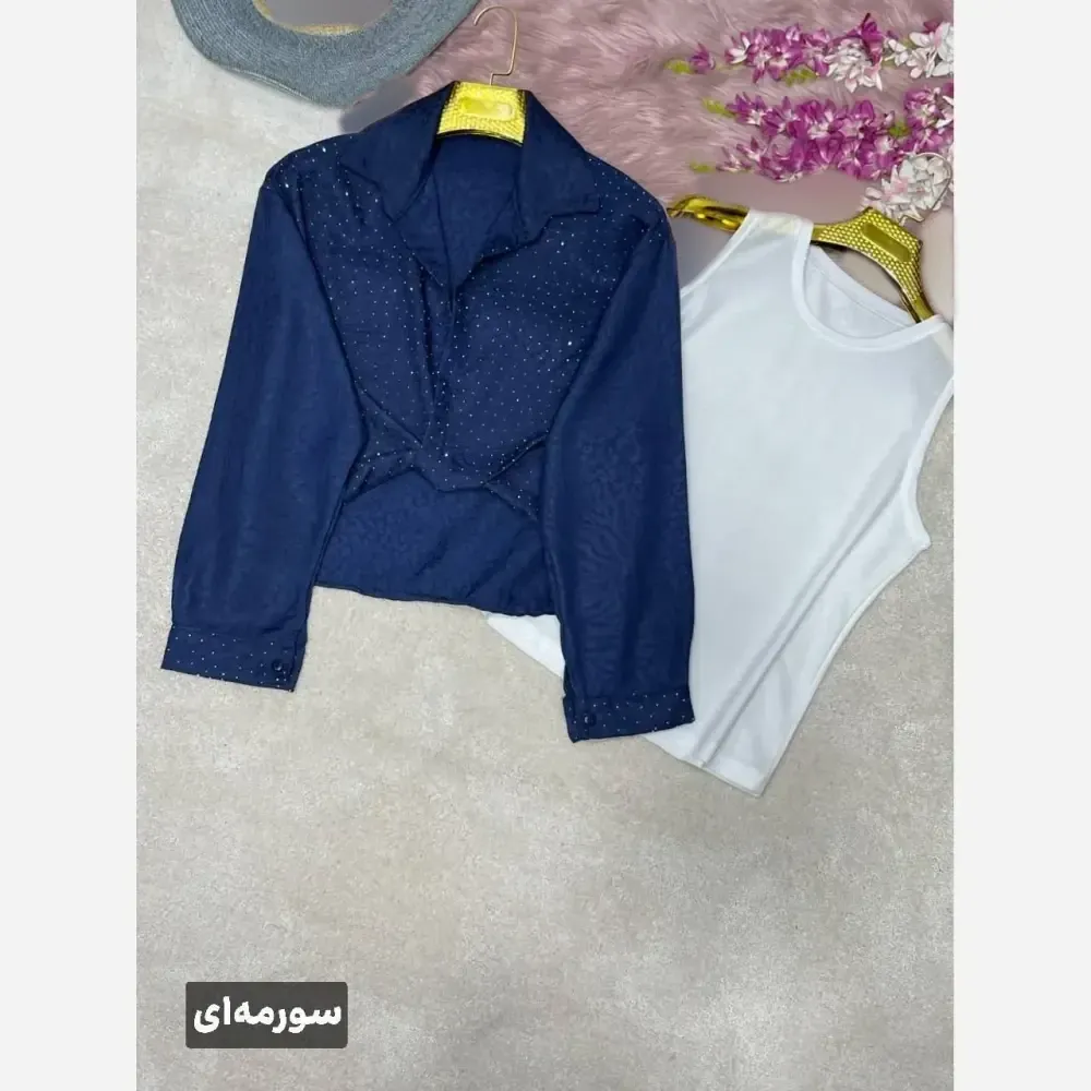ست دوتیکه گره ای دلا جنس صوفیا نگین دار فری سایز