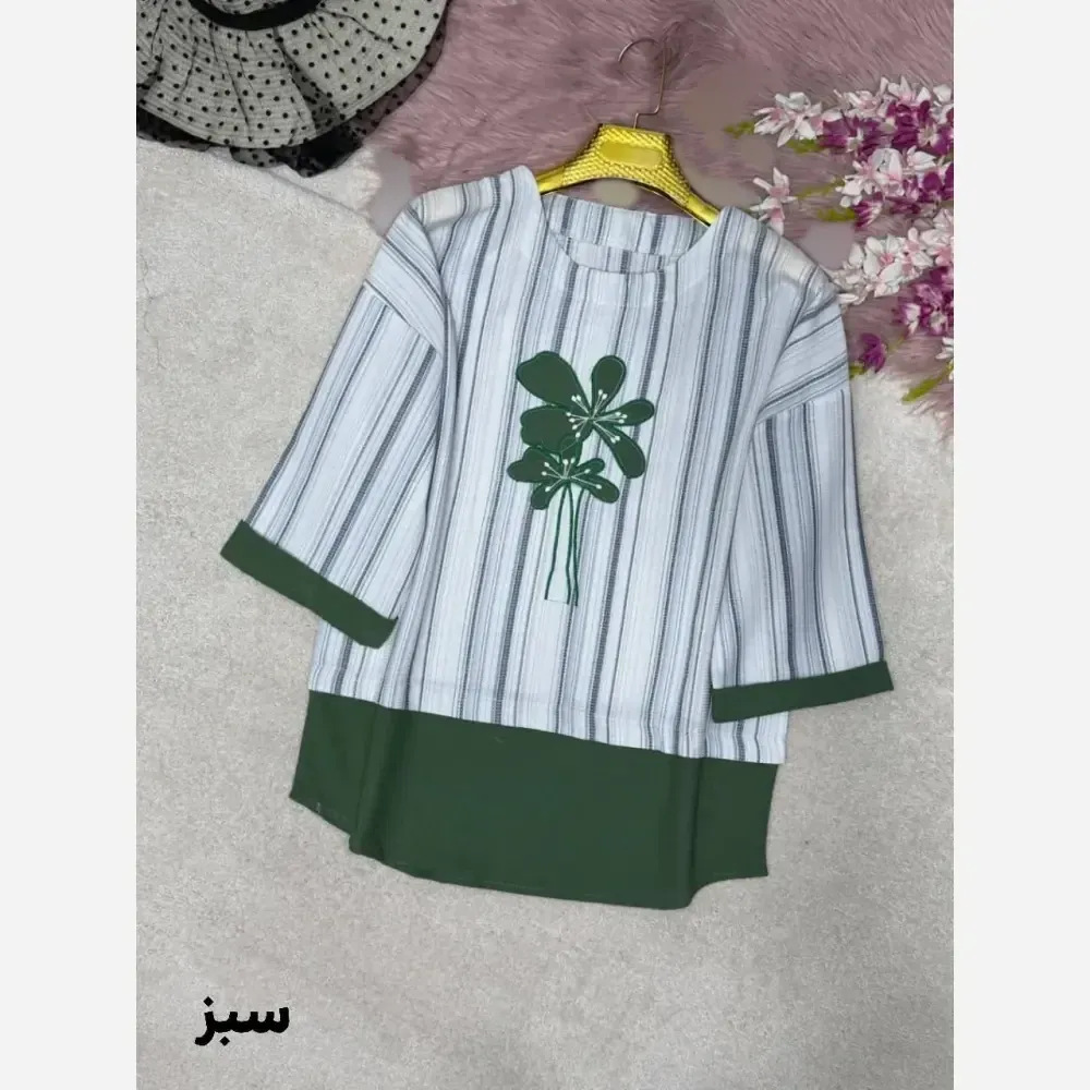 شومیز گلدوزی پرنسا جنس لنین بیسکویتی فری سایز