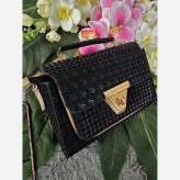 کیف شادگان چرم نانسی سایز 10 در 20 رنگ مشکی سفید کرم
