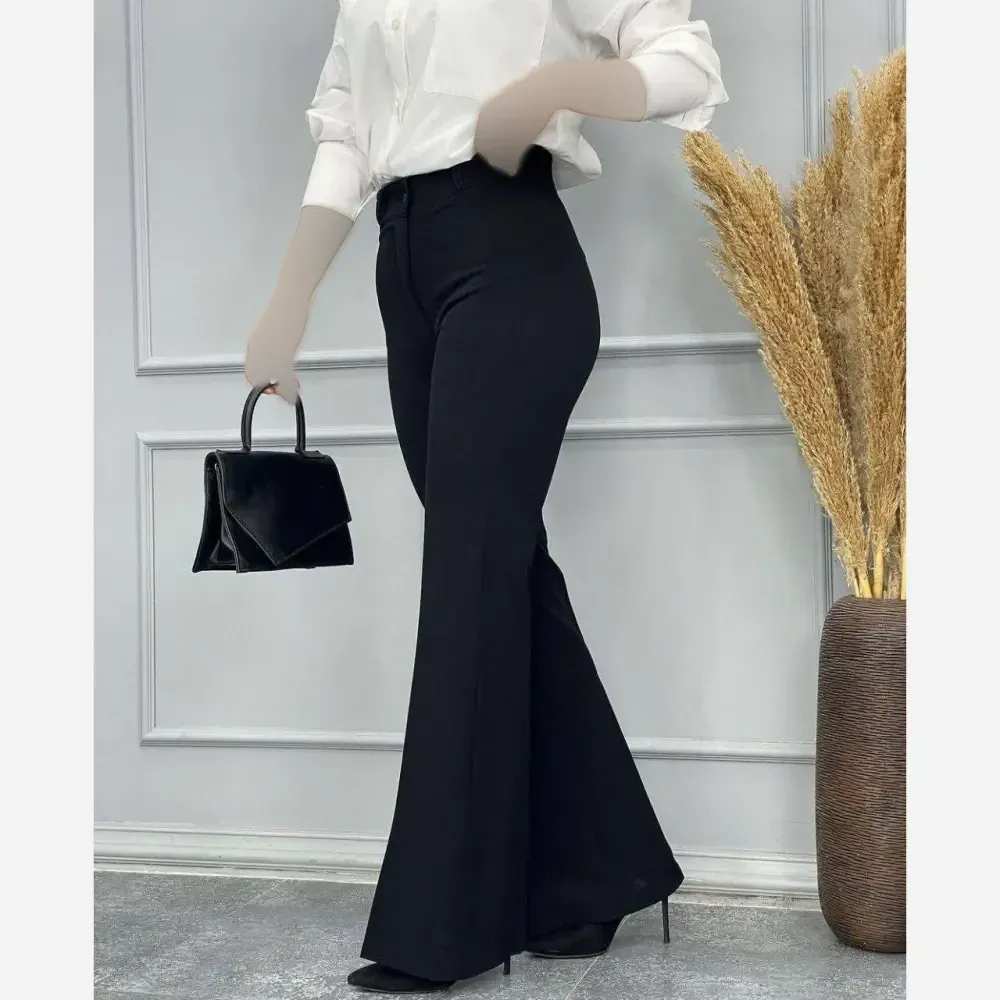 شلوار مجلسی دمپا زنانه جنس مازراتی رنگ مشکی سایز بزرگ