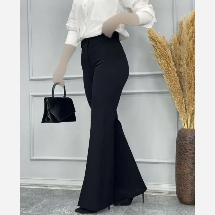 شلوار مجلسی دمپا زنانه جنس مازراتی رنگ مشکی سایز بزرگ