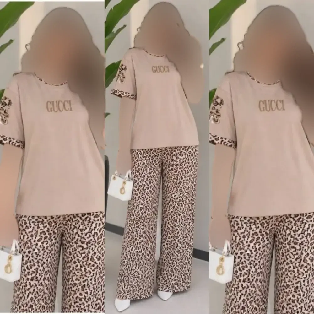 ست تیشرت و شلوار مدل بنلی نخ پنبه گلکسی سایز فری 38 تا 46