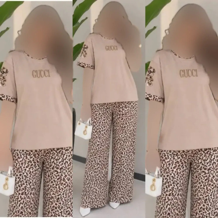 ست تیشرت و شلوار مدل بنلی نخ پنبه گلکسی سایز فری 38 تا 46