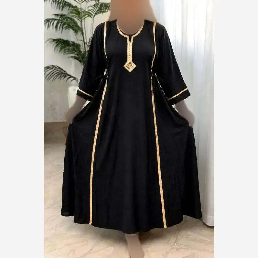 پیراهن نخی زنانه مدل پوپک خنک و سبک رنگ مشکی و نسکافه ای سایز فری سایز