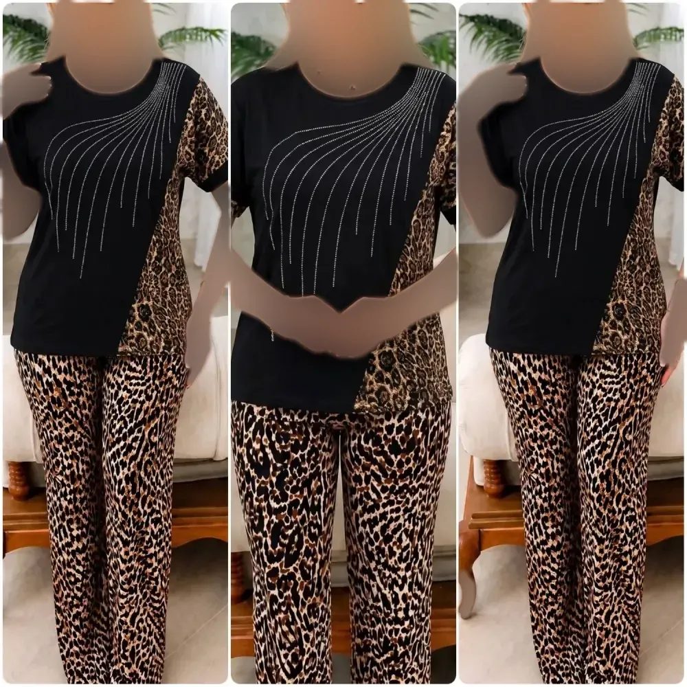 ست بلوز و شلوار زنانه قواره دار ویسکو الیزه فول کش سایز بزرگ