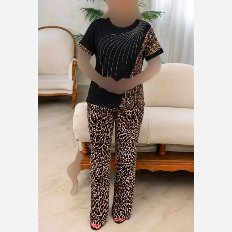 ست بلوز و شلوار زنانه قواره دار ویسکو الیزه فول کش سایز بزرگ