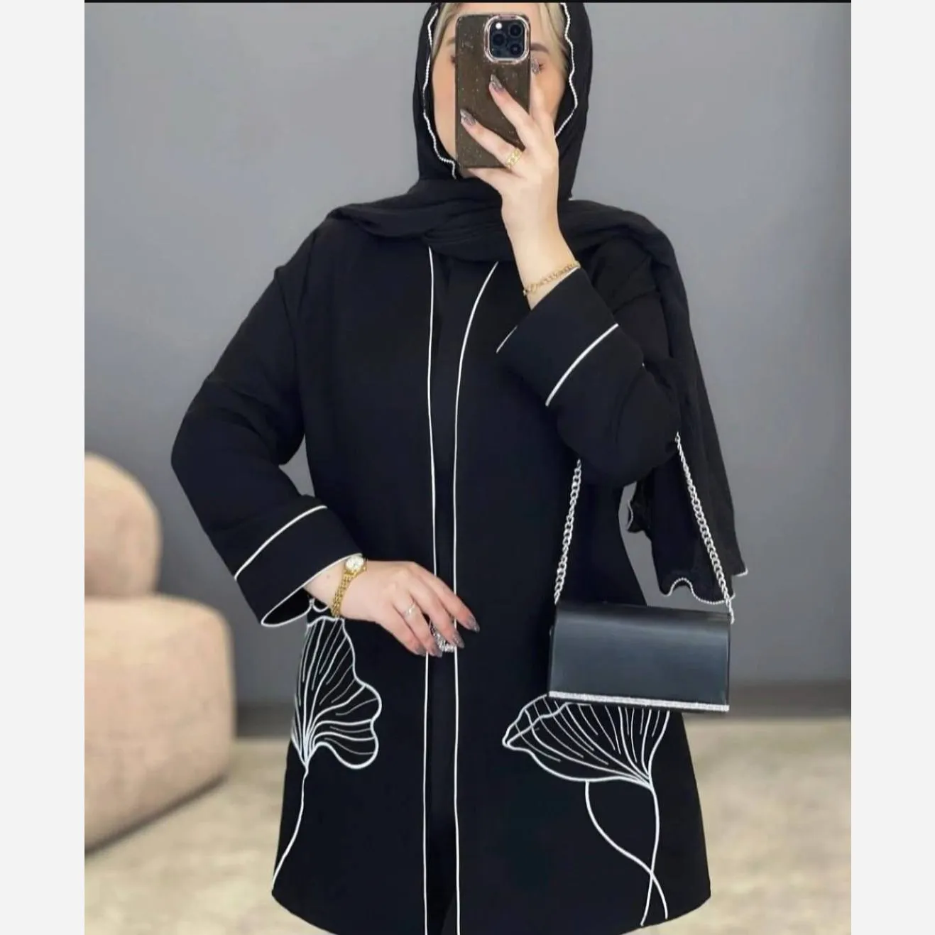 مانتو لاله گلدوزی شده مازراتی نخ توئیست مشکی