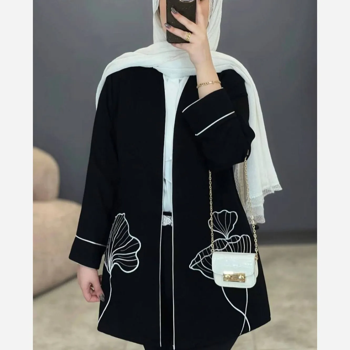 مانتو لاله گلدوزی شده مازراتی نخ توئیست مشکی
