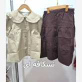 شومیز دامن لینن دخترانه دو تکه سایز 2 تا 12 سال