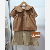 شومیز دامن لینن دخترانه دو تکه سایز 2 تا 12 سال