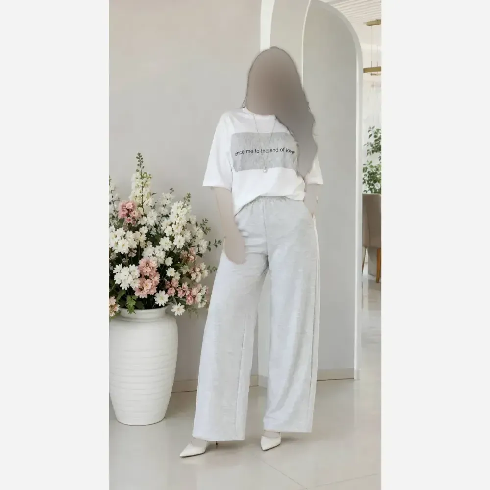 ست تیشرت و شلوار زنانه گلکسی نخ پنبه سایز فری 38 تا 48