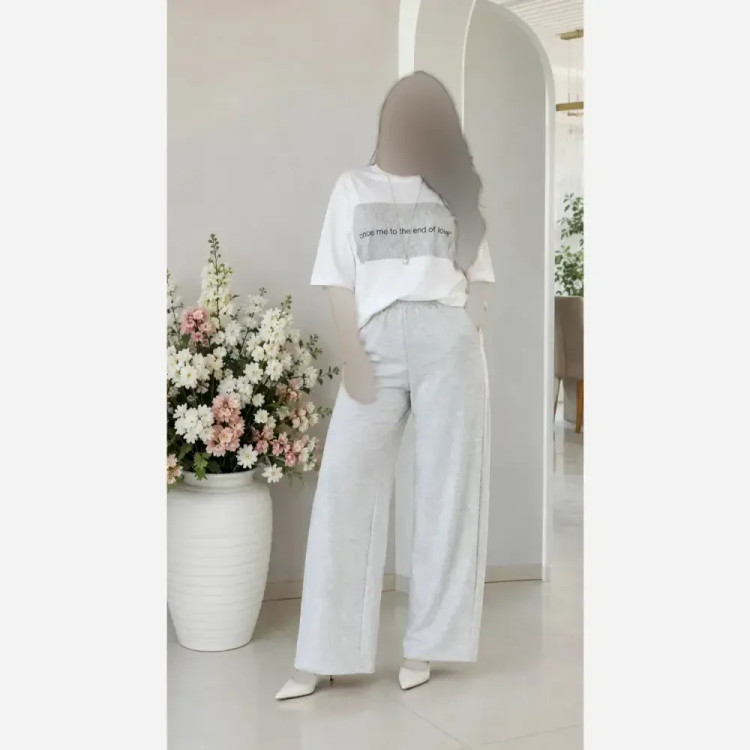 ست تیشرت و شلوار زنانه گلکسی نخ پنبه سایز فری 38 تا 48