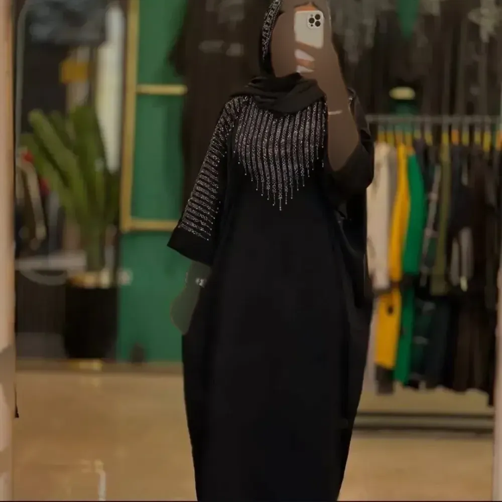 عبا افروز جنس الیزه چروک رنگ مشکی سایز 38 تا 50