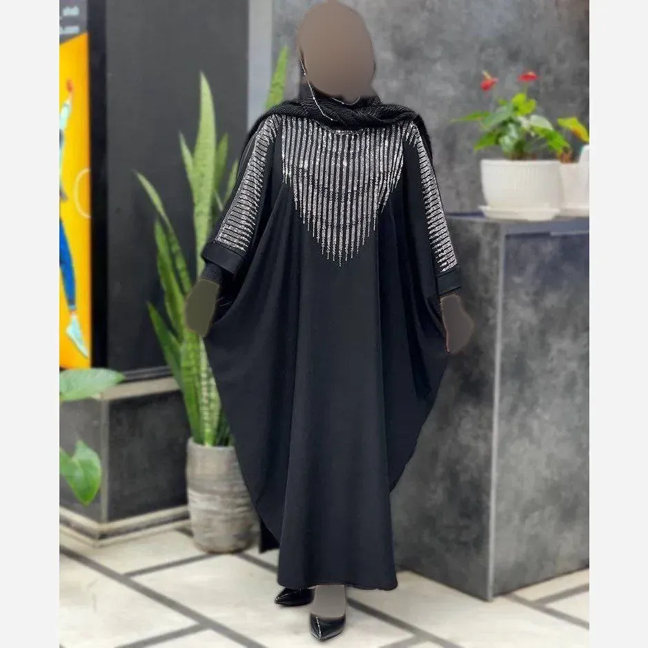 عبا افروز جنس الیزه چروک رنگ مشکی سایز 38 تا 50
