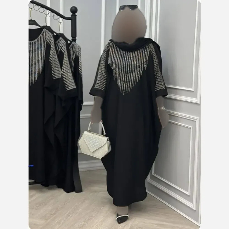 عبا افروز جنس الیزه چروک رنگ مشکی سایز 38 تا 50