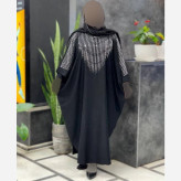 عبا افروز جنس الیزه چروک رنگ مشکی سایز 38 تا 50