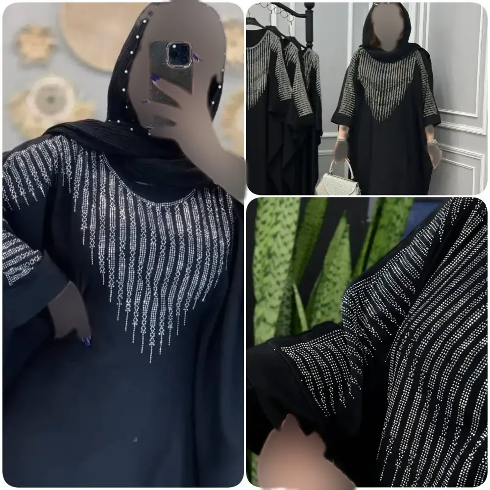 عبا افروز جنس الیزه چروک رنگ مشکی سایز 38 تا 50