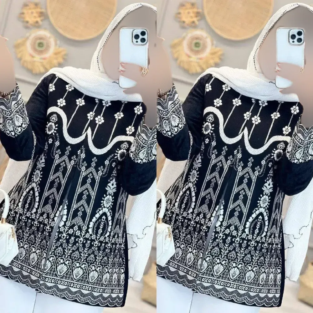 کت زنانه مدل نوردخت جنس پرشین و سوزن دوزی رنگ مشکی سایز فری سایز