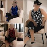 تاپ و شلوارک زنانه ویسکوز الیزه کش سایز بزرگ فری سایز 38 تا 48