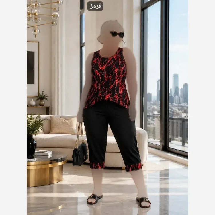 تاپ و شلوارک زنانه ویسکوز الیزه کش سایز بزرگ فری سایز 38 تا 48