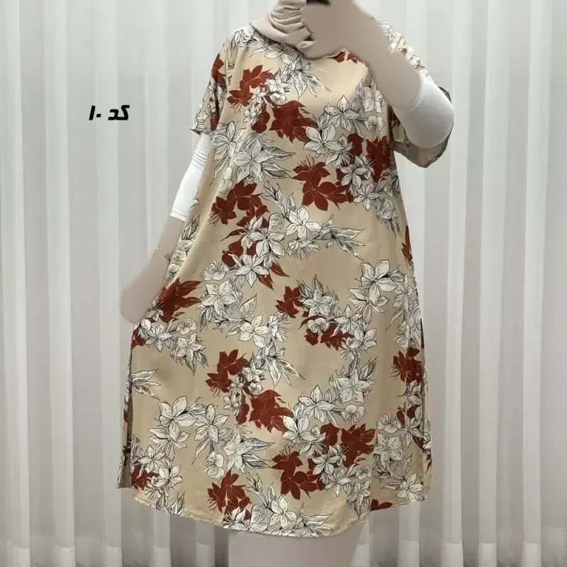 پیراهن کوتاه نخی طرح دار لامبادا فری سایز زنانه