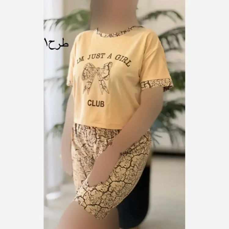 ست تیشرت و شلوارک پنبه زنانه طرح اسفناج سایز فری 36 تا 46